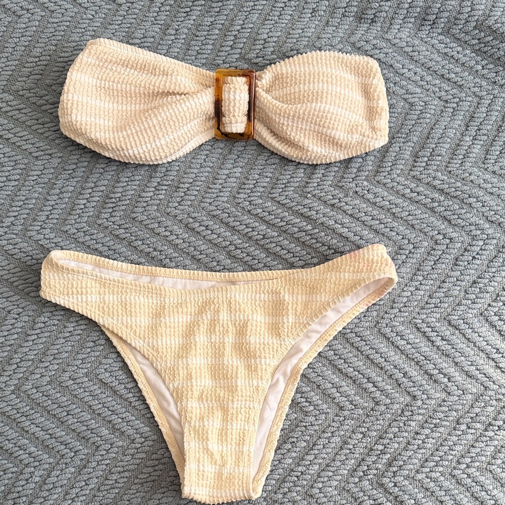 SHEIN Cream Textured Bikini Set